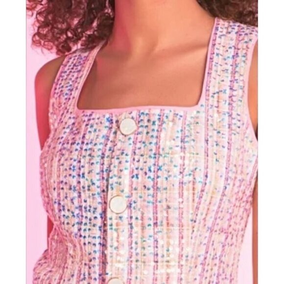 NWT Authentic Endless Rose Sequin Tweed Mini Dress With Pearlescent Buttons - Picture 6 of 13